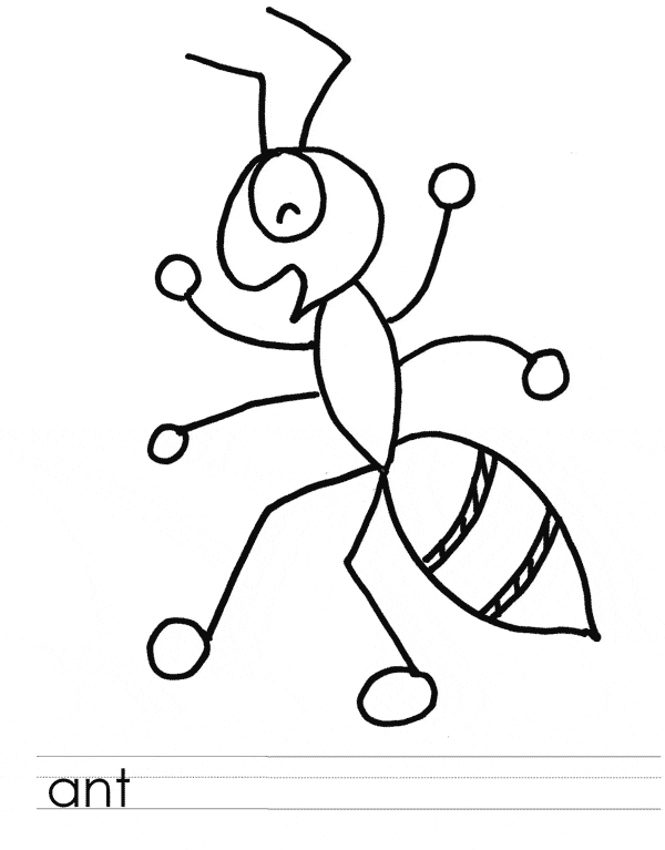 Free printable Ant coloring page sheet picture