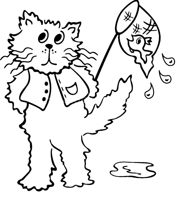 Free printable Fishing Cat coloring page