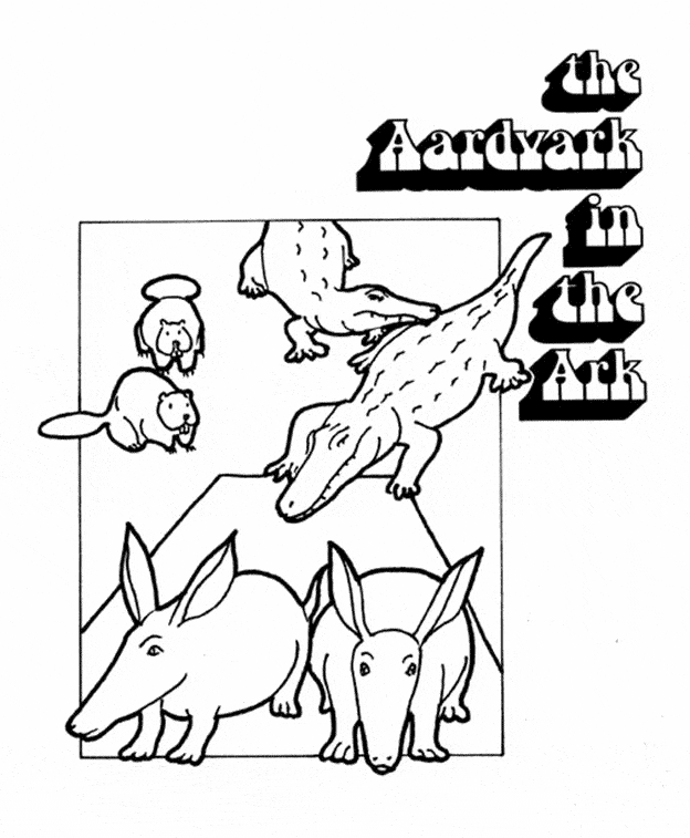 aardvark coloring page with crocodiles and beavers