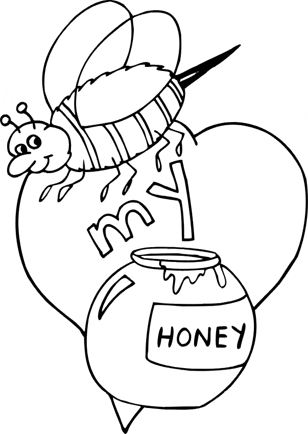 Bee coloring page sheet free printable for kids
