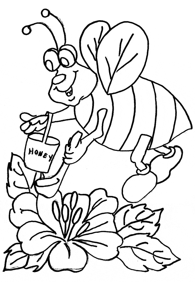 Bee coloring page sheet free printable for kids