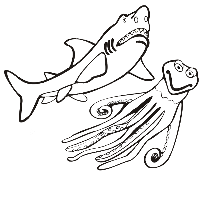 Blue Shark free printable coloring page animal