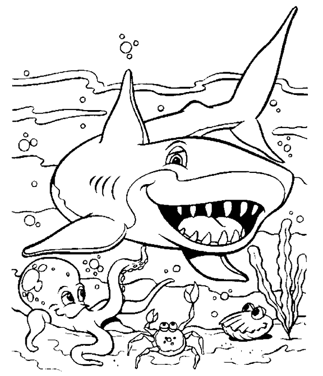 Blue Shark free printable coloring page animal