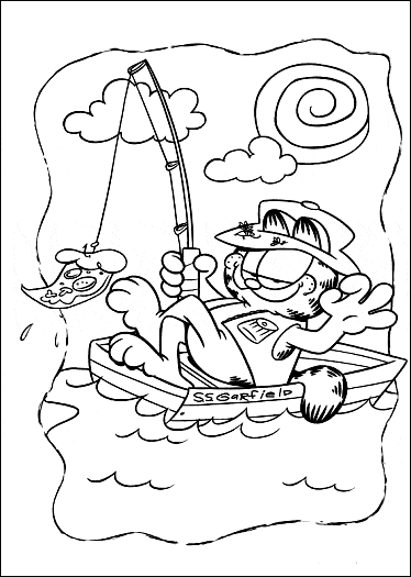 Free printable Fishing Cat coloring page