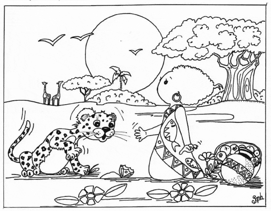 free Leopard coloring page