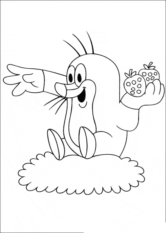 Mole with strawberries coloring page - Animals Town