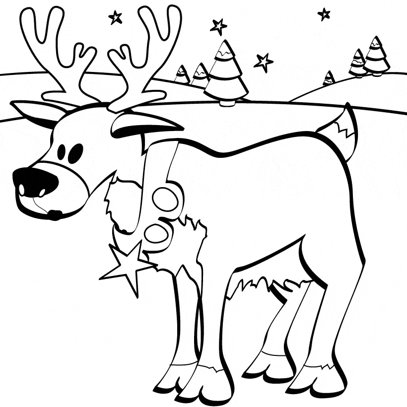 free Reindeer coloring page