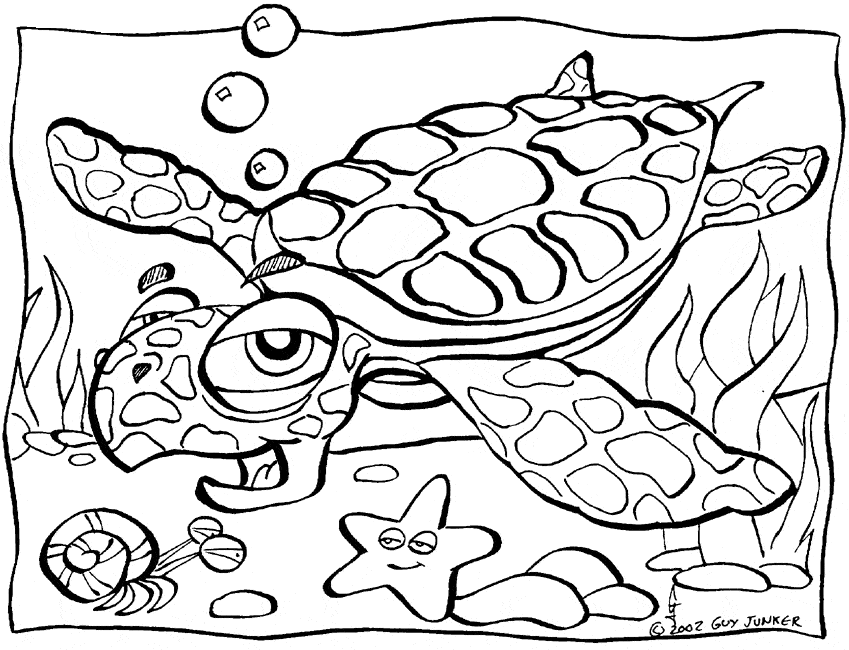 Gambar Sea Turtle Coloring Page Animals Town Color Sheet Free Pages di